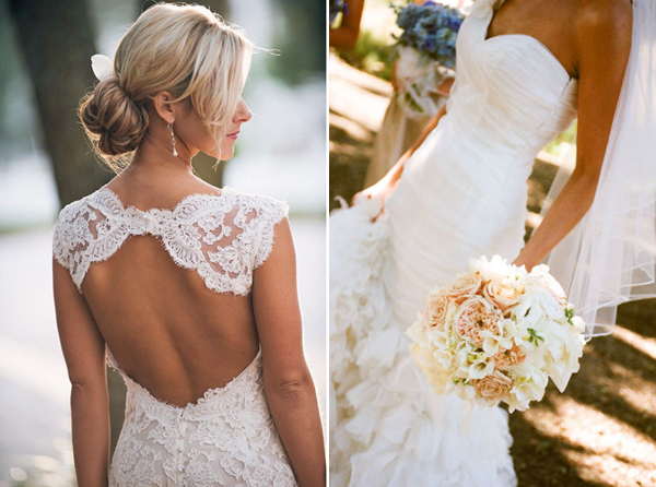 Feminine Wedding Dresses ruffles lace florals accentuated waists flowy