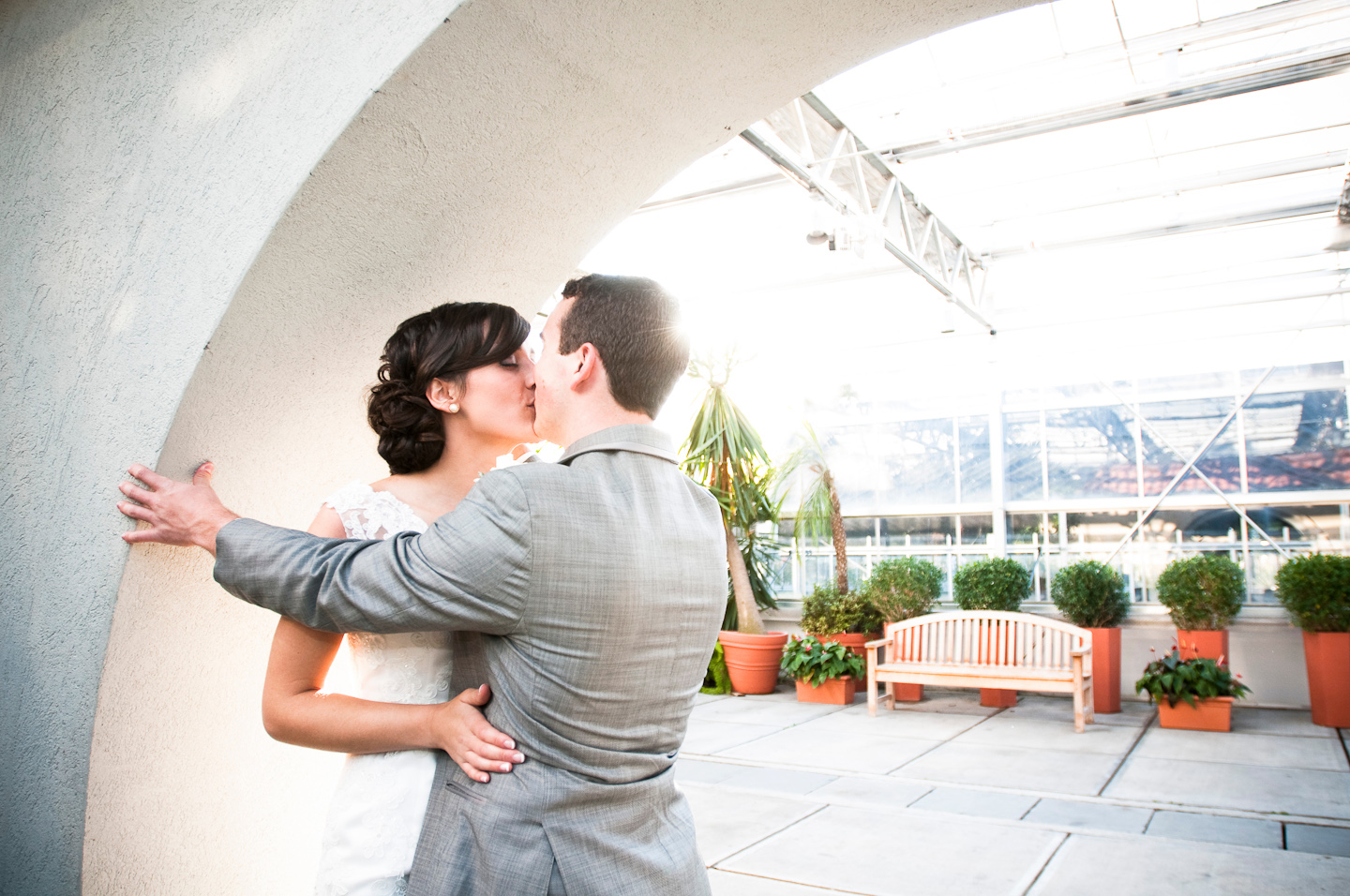 Newport Wedding Photography - Blueflash - Bride and Groom Kissing